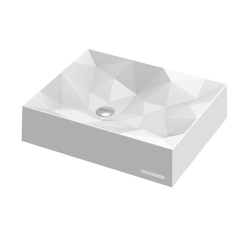 Kristall Above Counter Basin Glossy Bathroom Wash Basin Sani-Quartz Composite High-end White 550x450x130mm