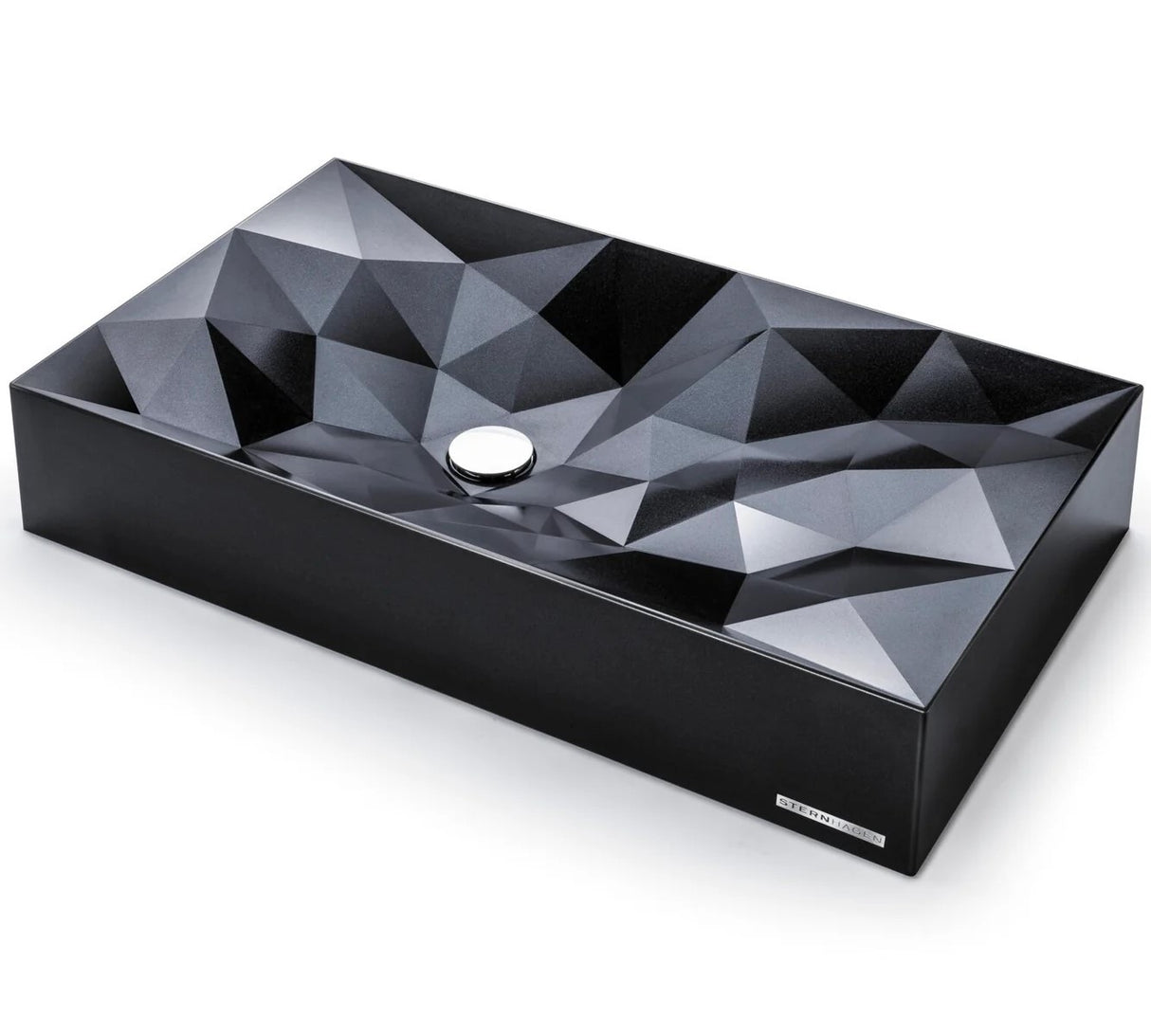 STERNHAGEN 715X415X130MM KRISTALL ABOVE COUNTER BASIN BLACK GLOSSY BATHROOM WASH BASIN SANI-QUARTZ COMPOSITE HIGH-END