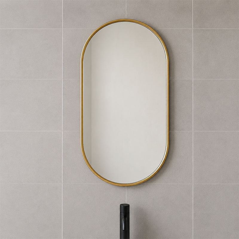 Pill Sharp Framed Oval Wall Mirror Gold 600x800x5mm