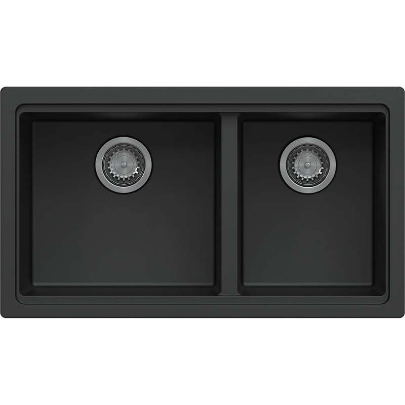 Carysil Maples Double Bowl Granite Kitchen Sink Black 786x446.6x200mm