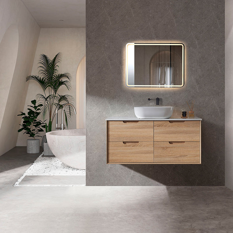 Oakdra(Hung) Series Single Bowl Prime Oak Overall 1180x455x520mm Vanity Set With Ceramic Slimline Top (UV31)