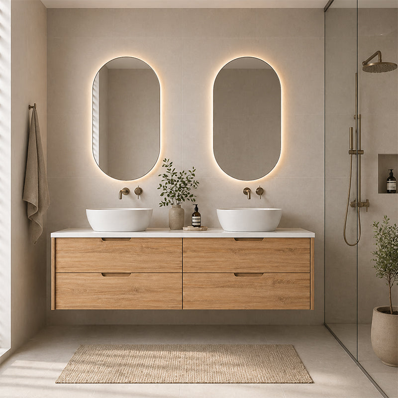 Oakdra(Hung) Series Double Bowls Prime Oak Overall 1480x455x520mm CABINET ONLY