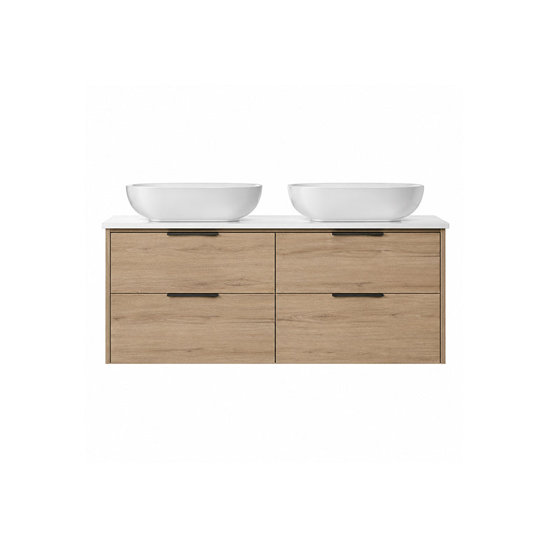 Oakdra(Hung) Series Double Bowls Natural Timber Overall 1180x455x520mm Vanity Set With Ceramic Slimline Top (UV31)
