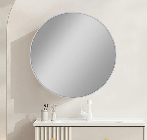 ROUND SHAPE BRUSHED NICKEL FRAMED MIRROR 600x40MM