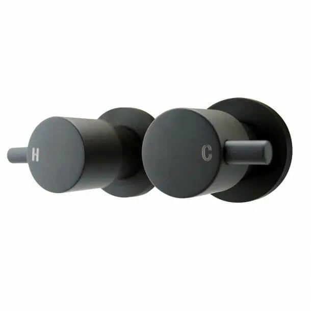 Cascade Round Shower Wall taps Black