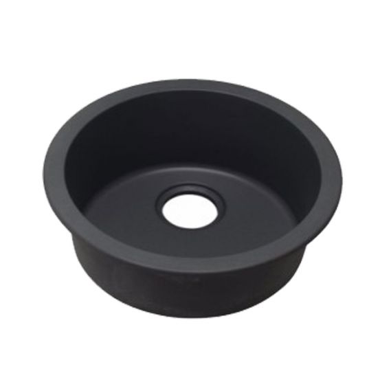 Granite Quartz Stone Kitchen/Laundry Sink Round Single Bowl Top/Under Mount Black 460mm
