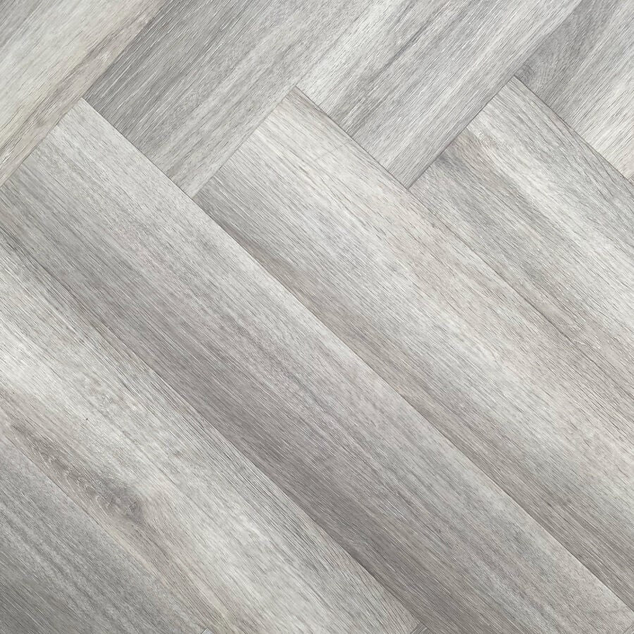Obsidian Herringbone Water-proof Hybrid Flooring Estate Grey Oak 9mm