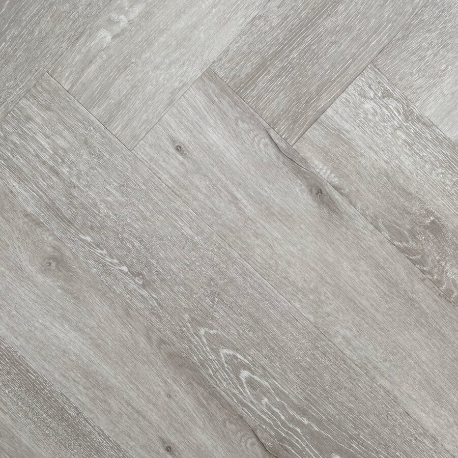 Obsidian Herringbone Water-proof Hybrid Flooring Grey Leaf 9mm