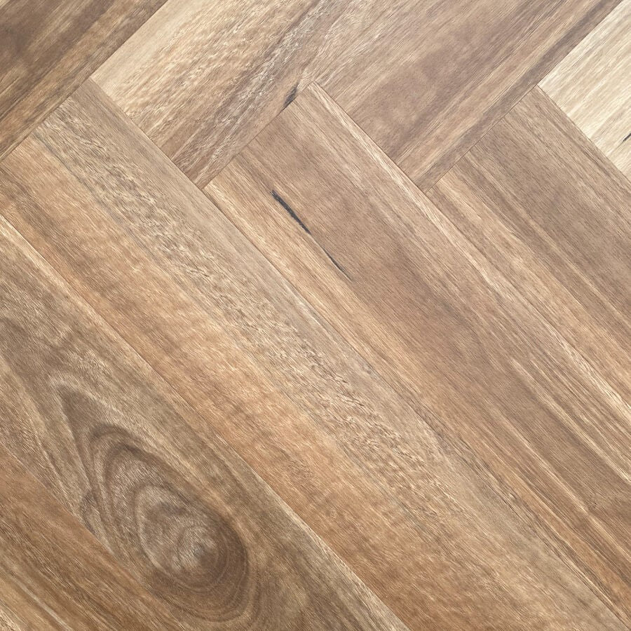 Obsidian Herringbone Water-proof Hybrid Flooring Spotted Gum 9mm