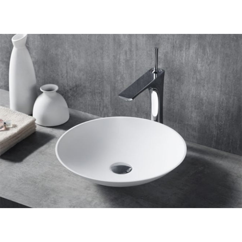 Solid Surface Basin Series Opal Above Counter Gloss White 420x420x100mm