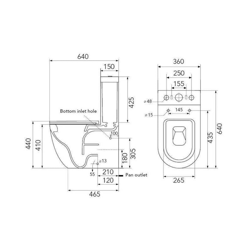 Ora Back to Wall Toilet 640x360x865mm