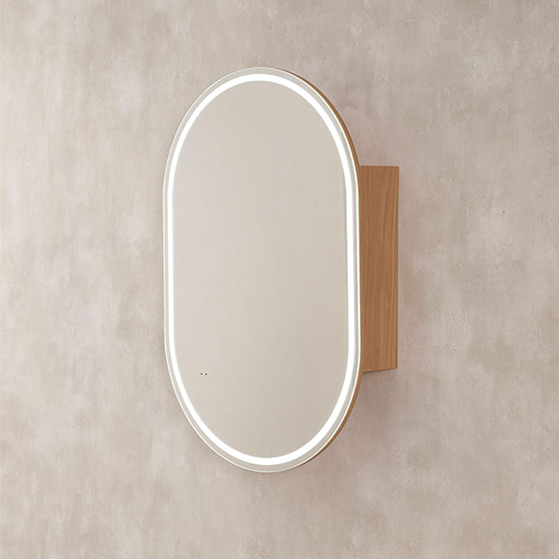 LED Osacr Oval Shaving Cabinet Rosewood 600x900x155mm