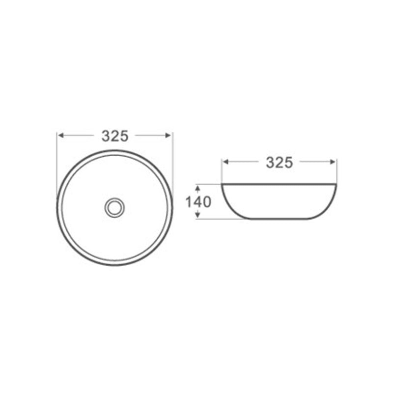 Above Counter Basin Round Gloss White 325x325x140mm