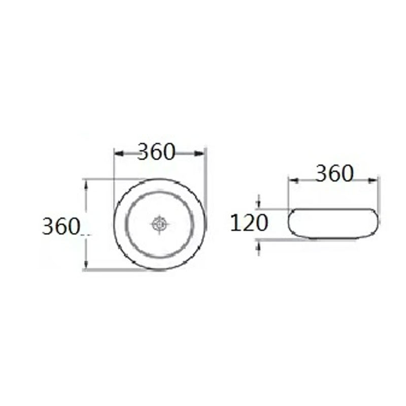 Above Counter Basin Round Matte Black 360x360x120mm