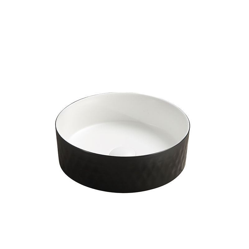 Above Counter Basin Round Matte Black And White 360x360x120mm