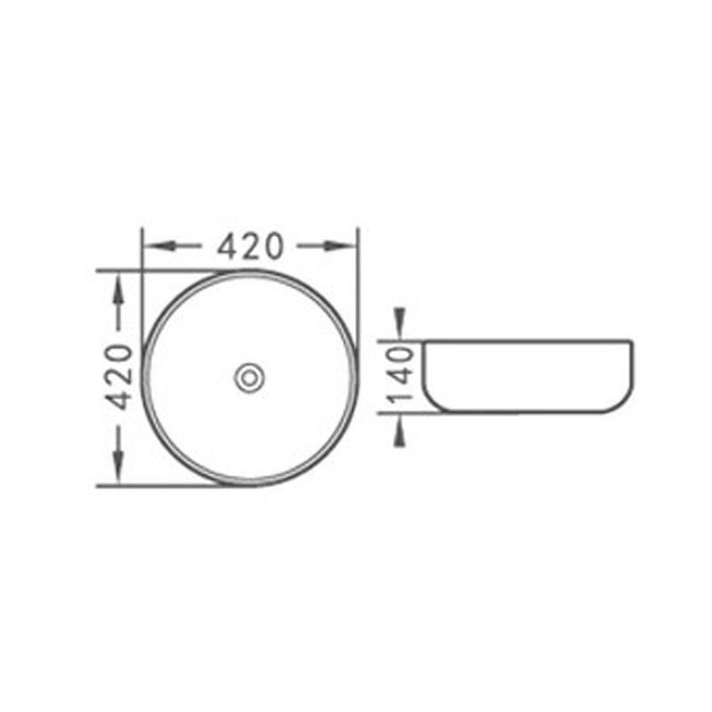 Above Counter Basin Round Gloss White 420x420x140mm