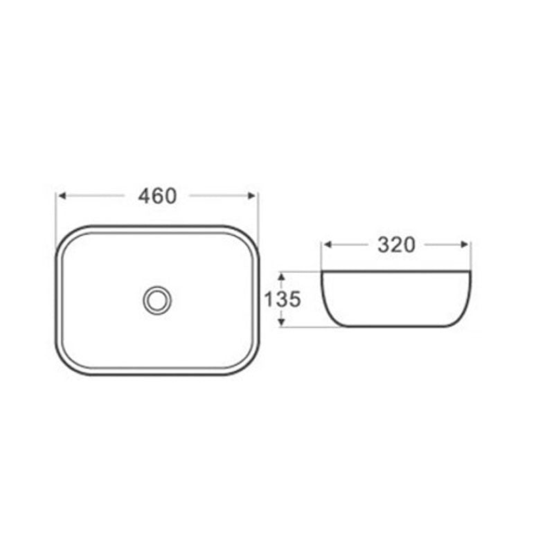 Above Counter Basin Rectangular Matte White 455x325x135mm