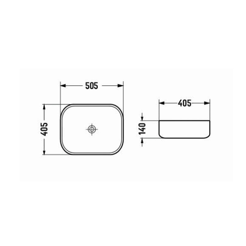 Above Counter Basin Rectangular Matte White 505x405x140mm