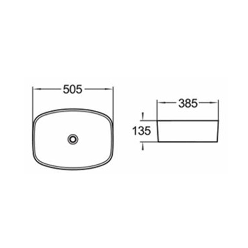 Above Counter Basin Soft Square Gloss White 505x385x135mm