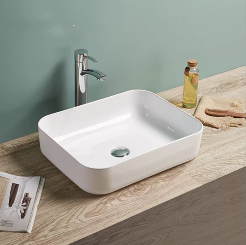Above Counter Basin Soft Square Gloss White 500x390x130mm