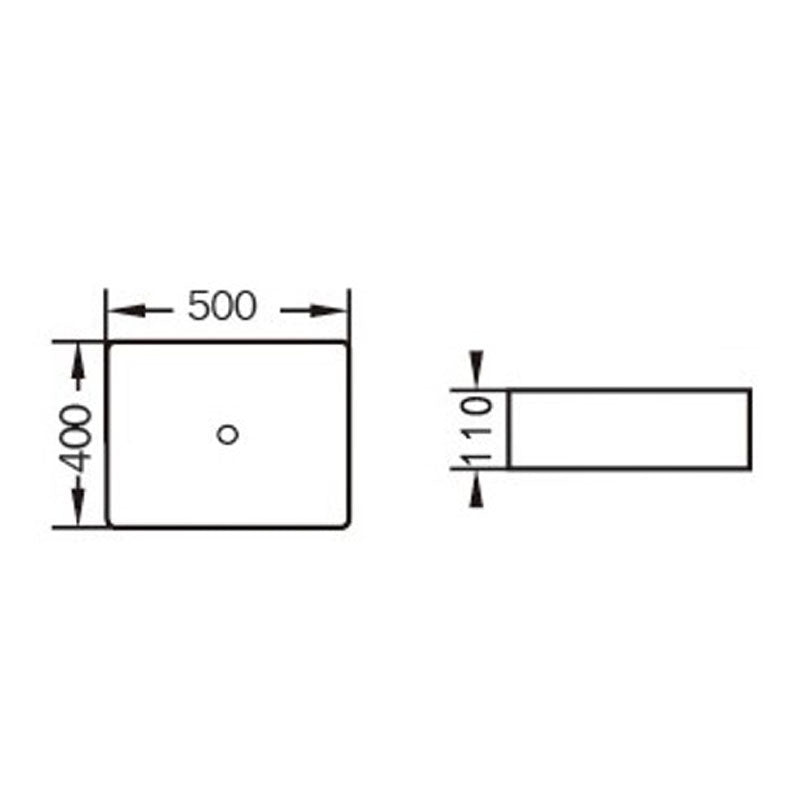 Above Counter Basin Square Gloss White 500x400x110mm