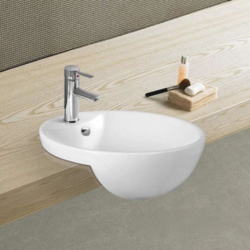 Semi Recess Basin With Overflow Gloss White 430x430x150mm