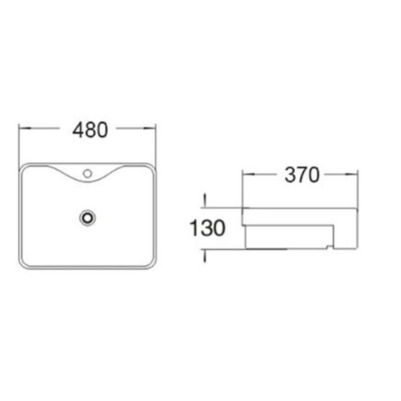 Semi Recess Basin Gloss White 480x370x130mm