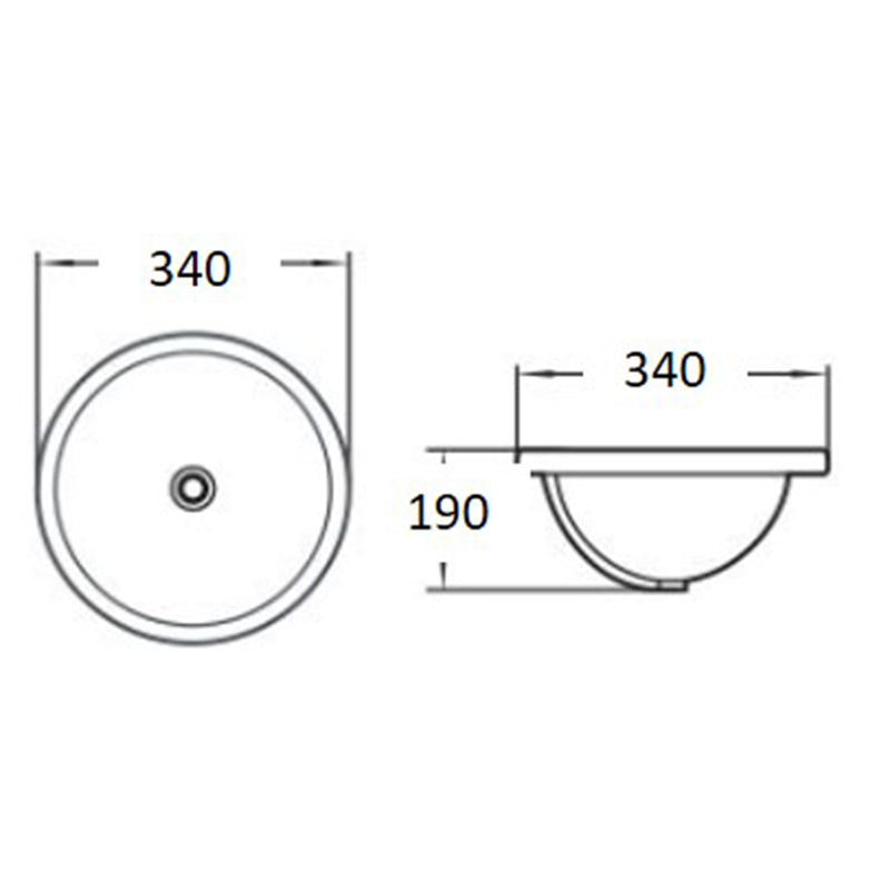 Under Counter Basin With Overflow Gloss White 340x340x190mm