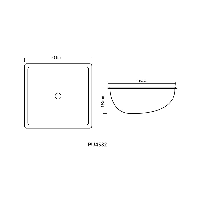 Under Counter Basin With Overflow Matte Black 455x330x190mm