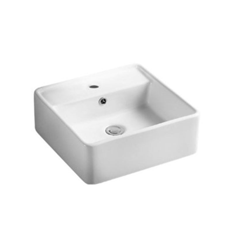 Above Counter/Wall Hung Basin With Overflow Gloss White 405x405x150mm
