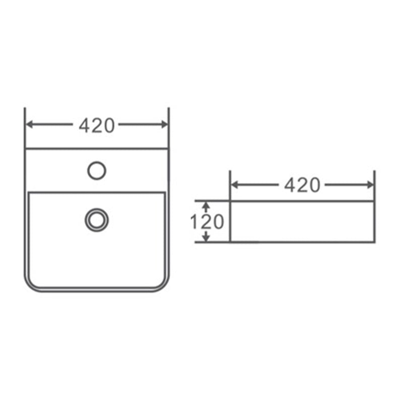 Above Counter/Wall Hung Basin With Overflow Matte White 420x420x120mm
