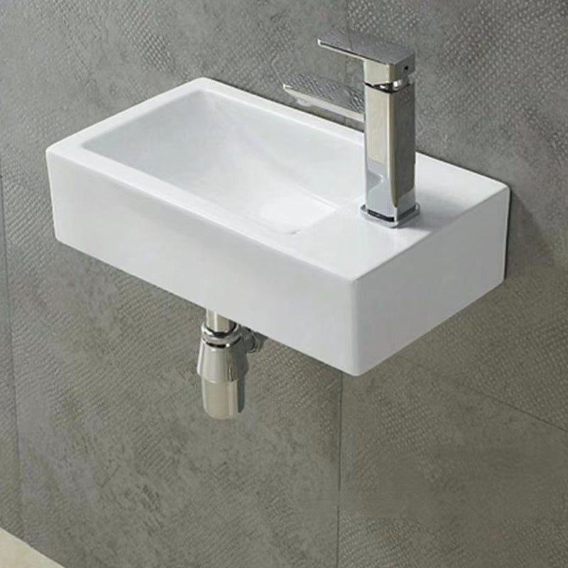 Wall Hung Basin Left Hand Bowl Gloss White 457x255x120mm