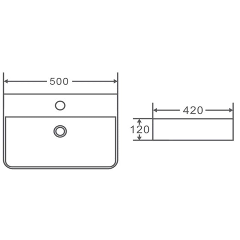Above Counter/Wall Hung Basin With Overflow Gloss White 500x420x120mm