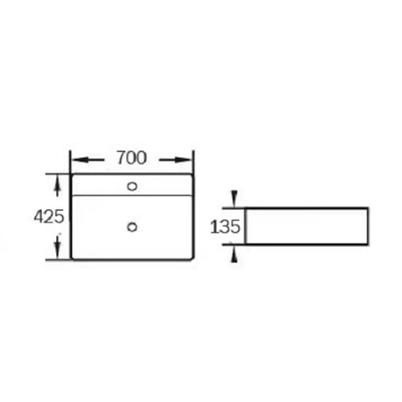 Above Counter/Wall Hung Basin With Overflow Gloss White 700x420x140mm