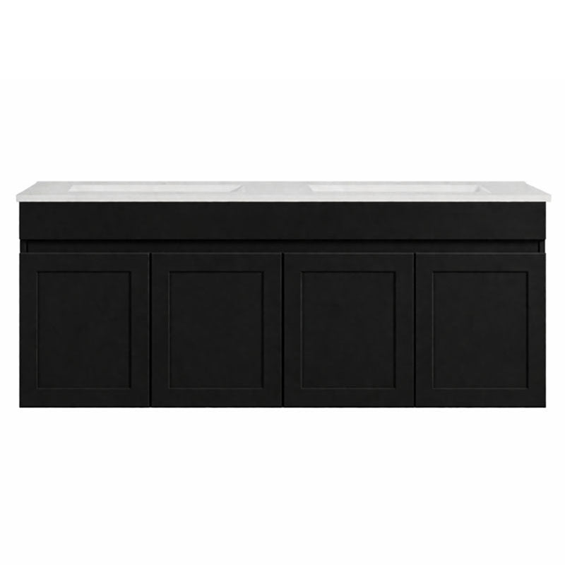 Paris Series Double Bowl Matt Black 1800x455x520mm VANITY SET With Flat Stone Bench Top Only