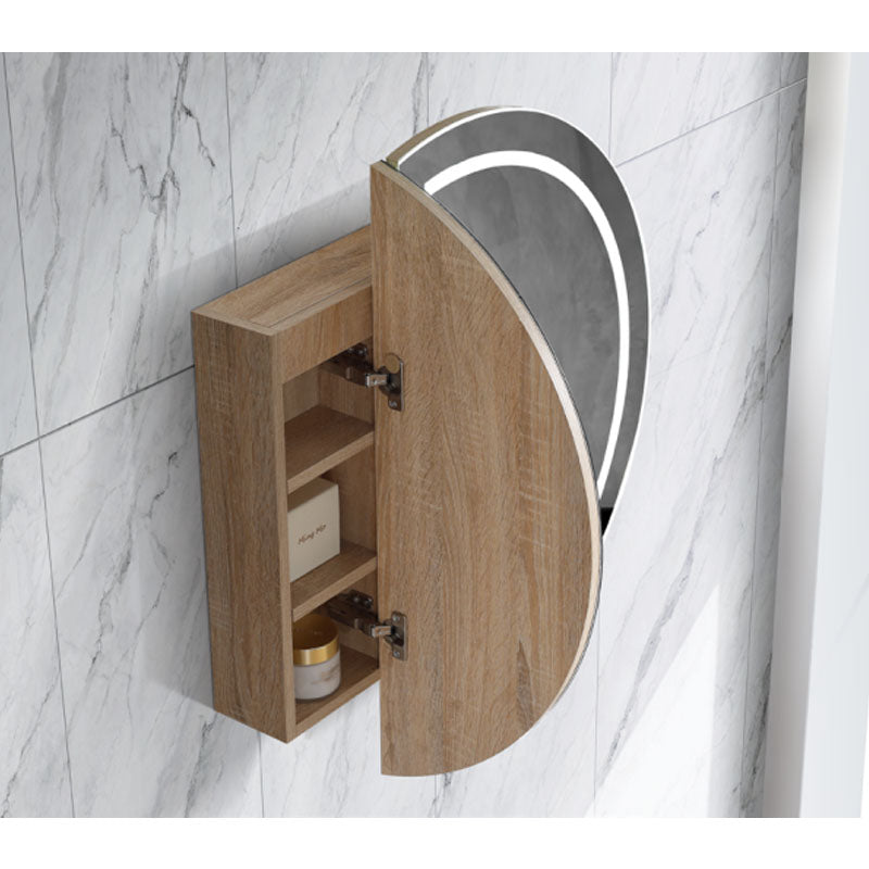 LED Pearl Collection Round Shaving Cabine Natural Timber 800x800x130mm