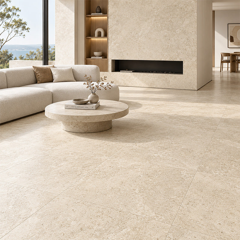 Travertino Lux Bianco Matt 600x600