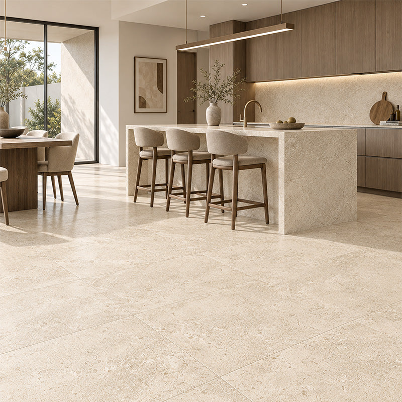 Travertino Lux Bianco Matt 600x600
