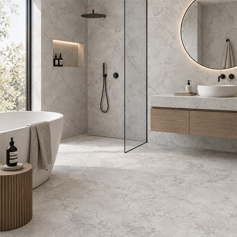 Travertino Lux Grey Matt 600x600