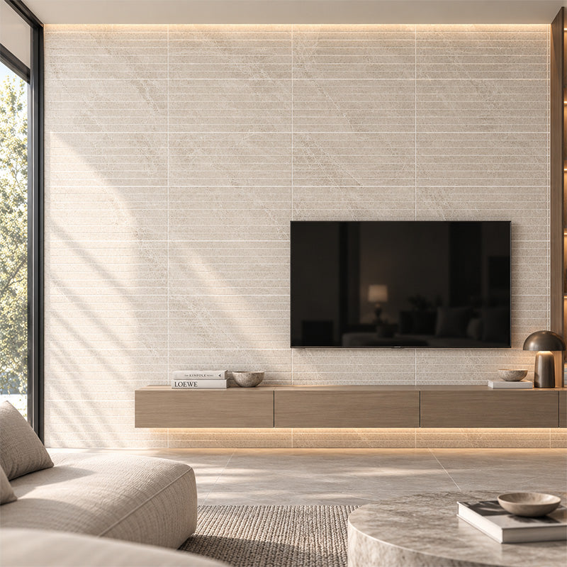 Pietra White Matt Strip Mosaic 28x600mm On 300x600 Mesh