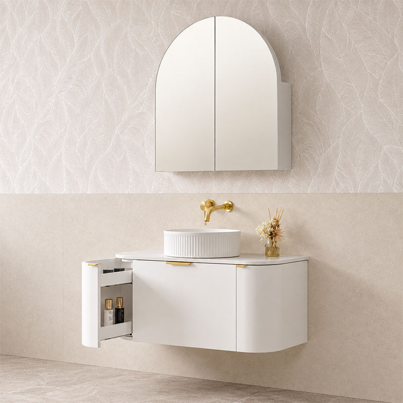 Plateau Series Wall Hung Vanity Matt White 1180x455x420mm With Stone Top & Undermount Basin