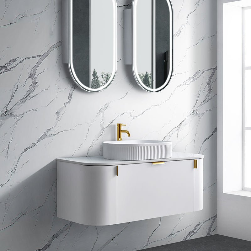 Plateau Series Wall Hung Matt White 1180x455x420mm Vanity with Stone Top & Ceramic Undermount Basin