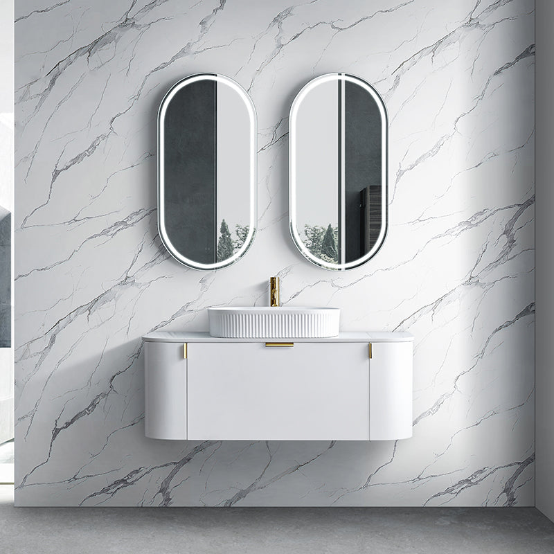 Plateau Series Wall Hung Double Bowl Matt White 1480x455x420mm CABINET ONLY