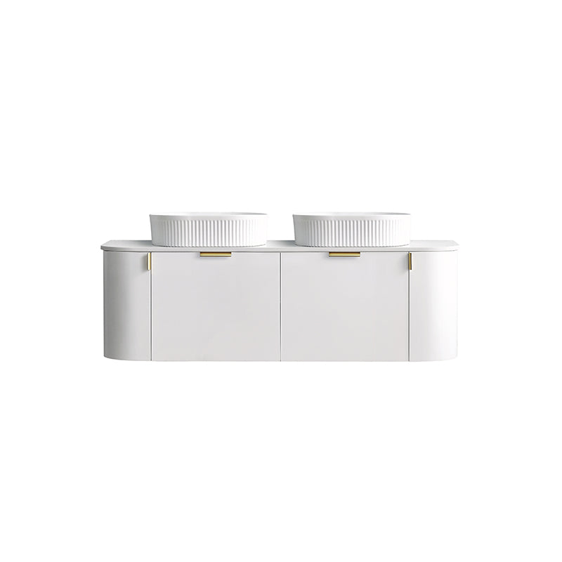 Plateau Series Wall Hung Double Bowl Matt White 1480x455x420mm CABINET ONLY