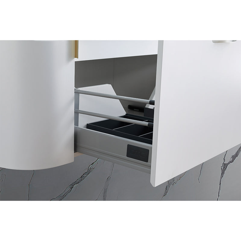 Plateau Series Wall Hung Matt White 1180x455x420mm Vanity with Flat Stone Bench Top