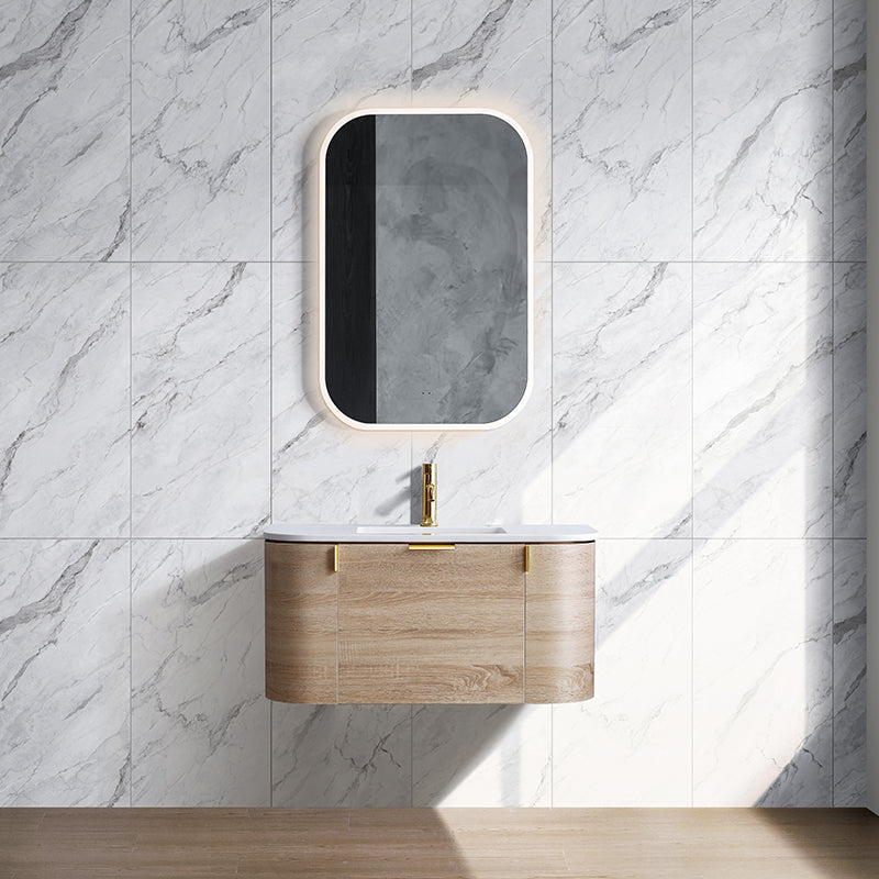 Plateau Series Wall Hung Single Bowl Natural Timber 1480x455x420mm Vanity with Flat Stone Bench Top Only