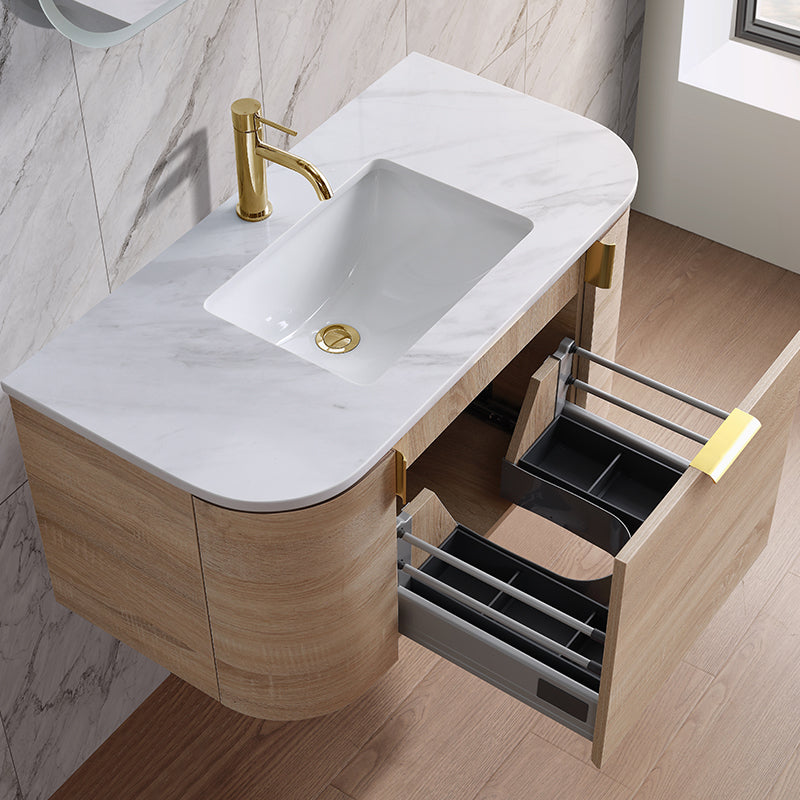Plateau Series Wall Hung Natural Timber 880x455x420mm with Flat Stone Bench Top Only