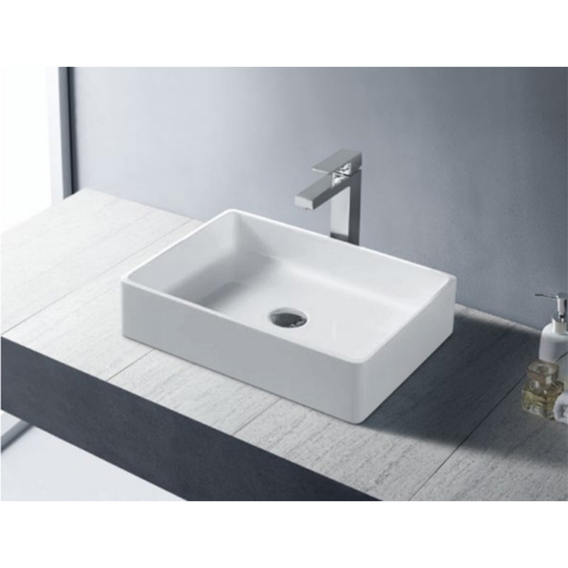 Solid Surface Basin Series Quattro Above Counter Gloss White 510x360x115mm