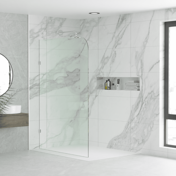 Radius Frameless Shower Panel Width1397 Height2100mm Clear Glass