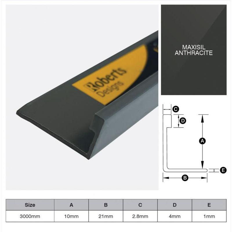 Aluminium Angle - Maxisil Anthracite 10mm x 3m